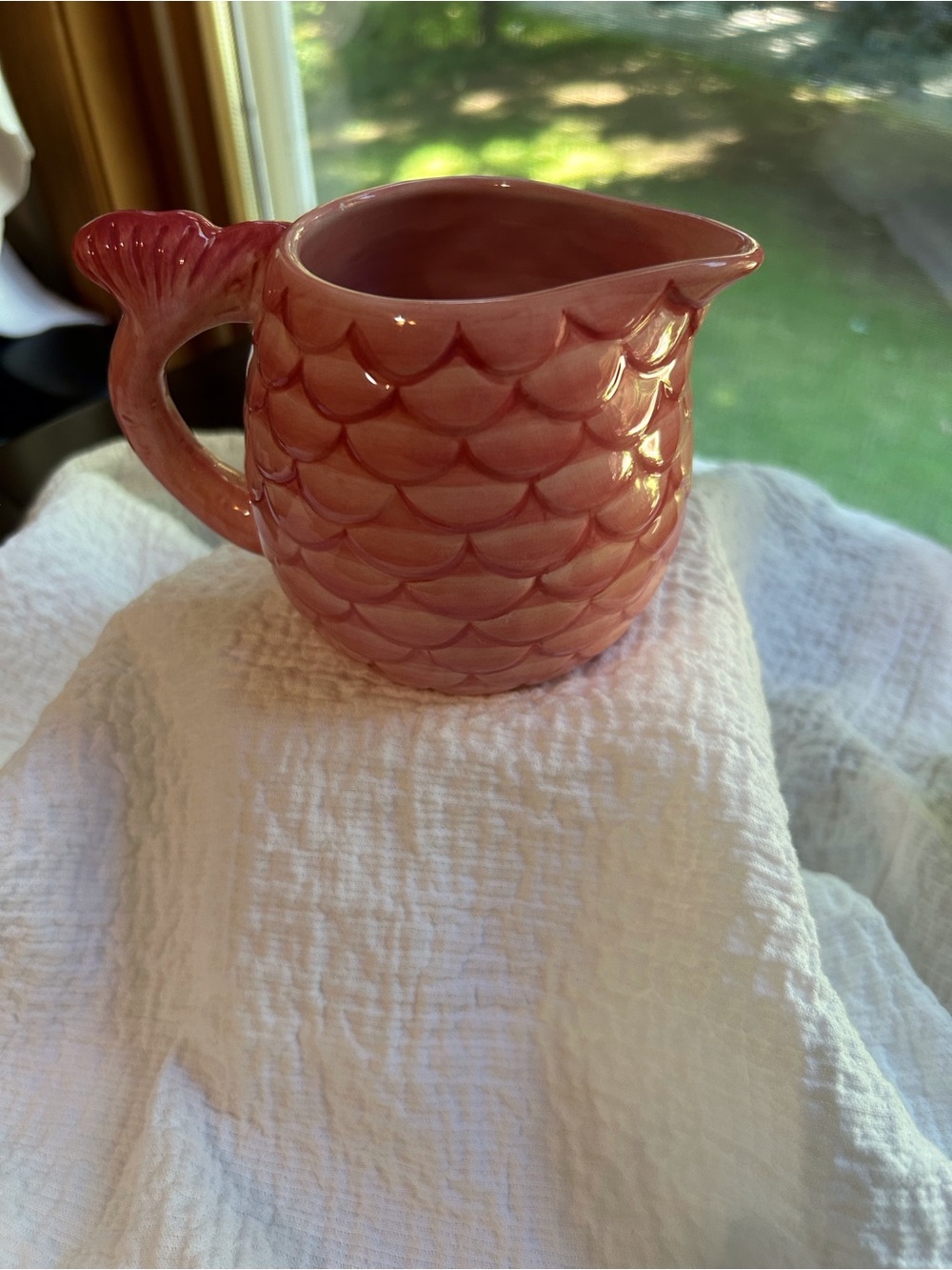 Pink Ceramic Mermaid Tail Creamer - Decorative Home Art